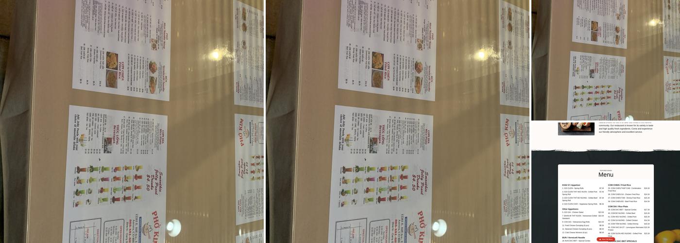 Phở Kim Menu