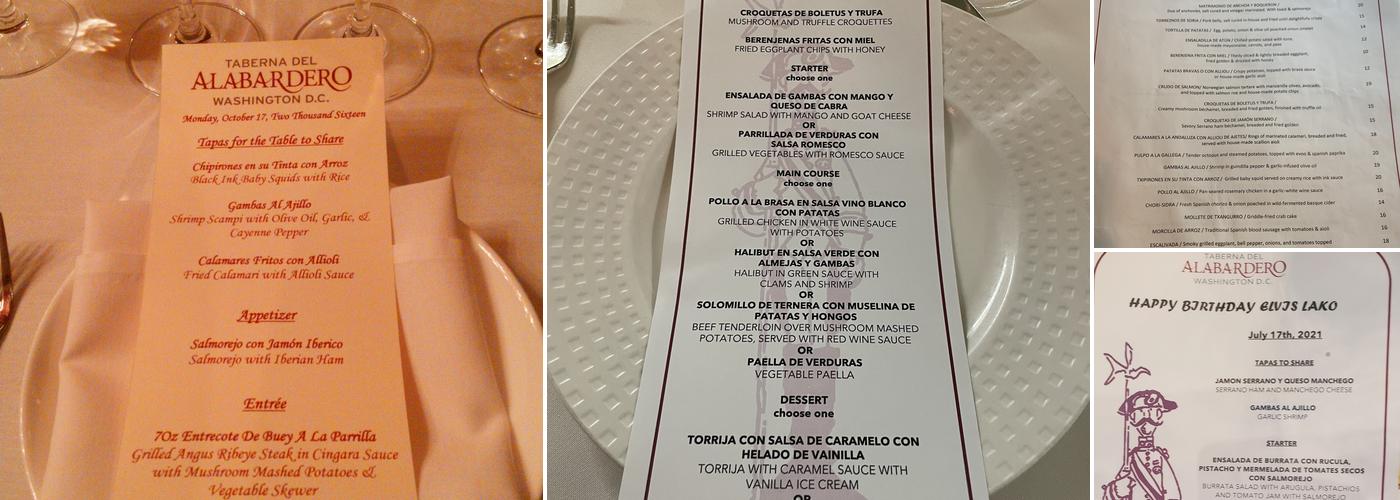 Taberna del Alabardero Menu