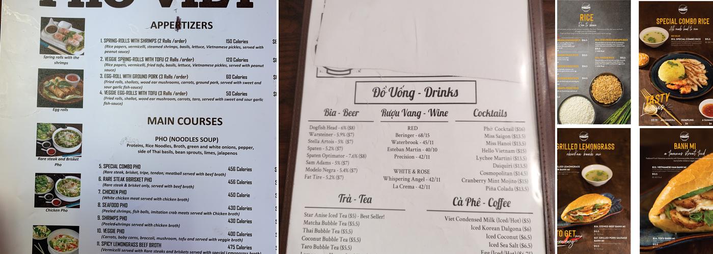 PHO VIET USA Menu