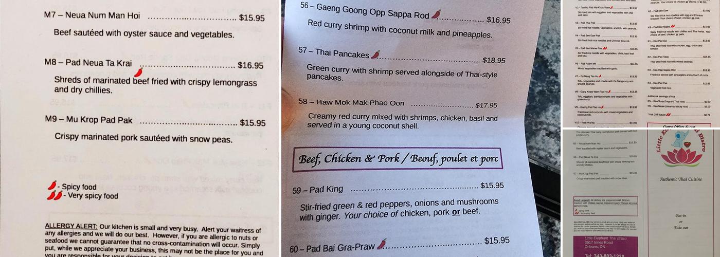 Little Elephant Thai Bistro Menu