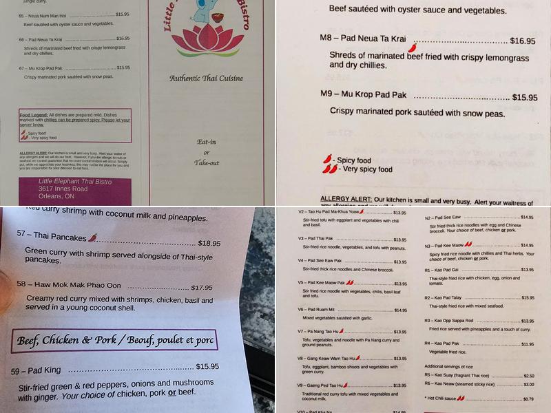 Little Elephant Thai Bistro Menu