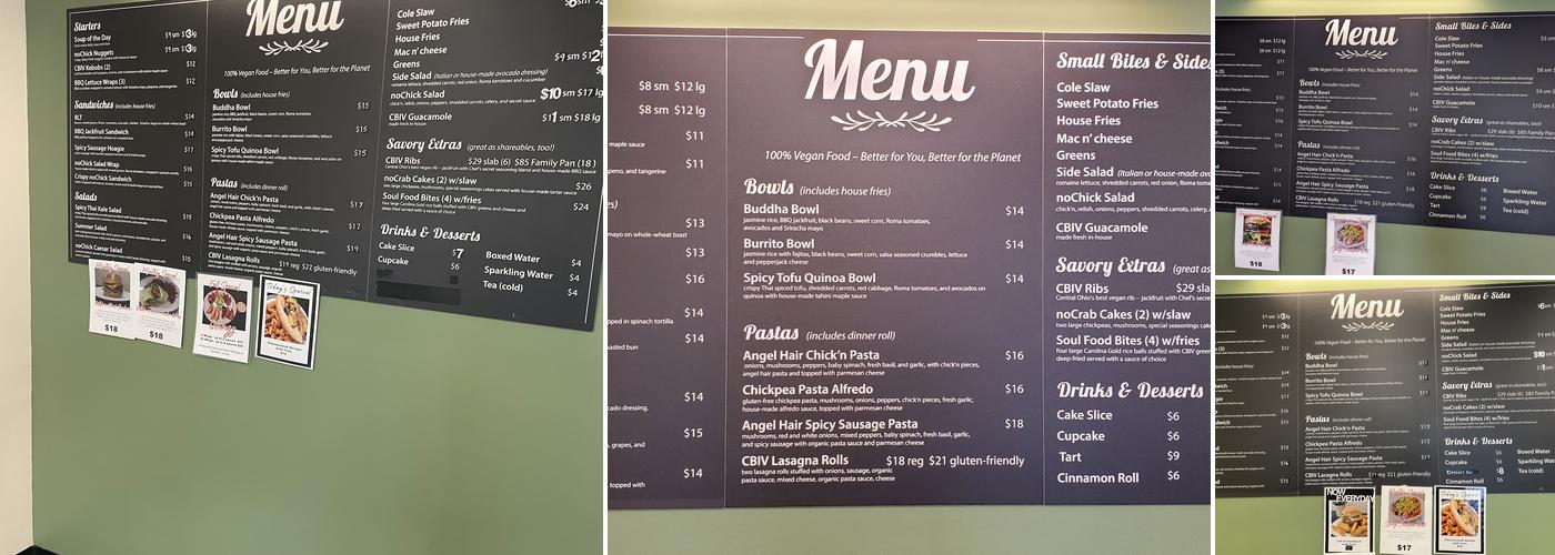 Can't Believe It's Vegan Menu