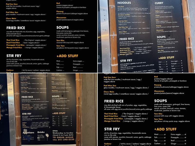 Thailandia Menu