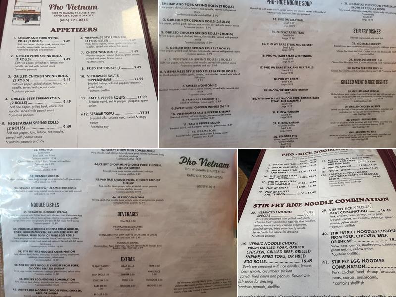 Pho Vietnam Menu