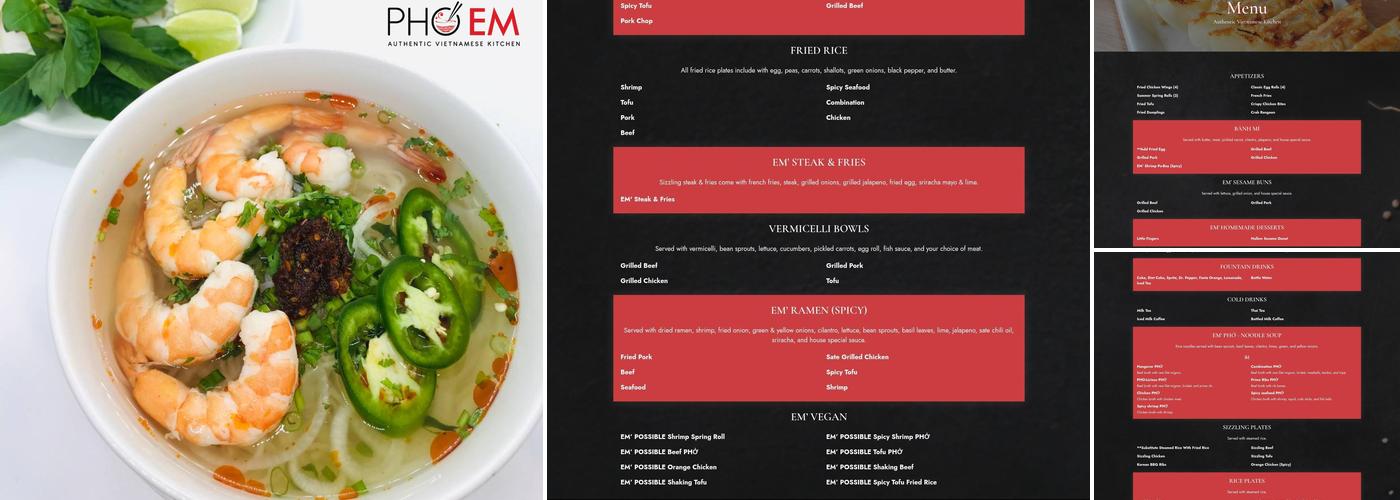 Pho Em Menu
