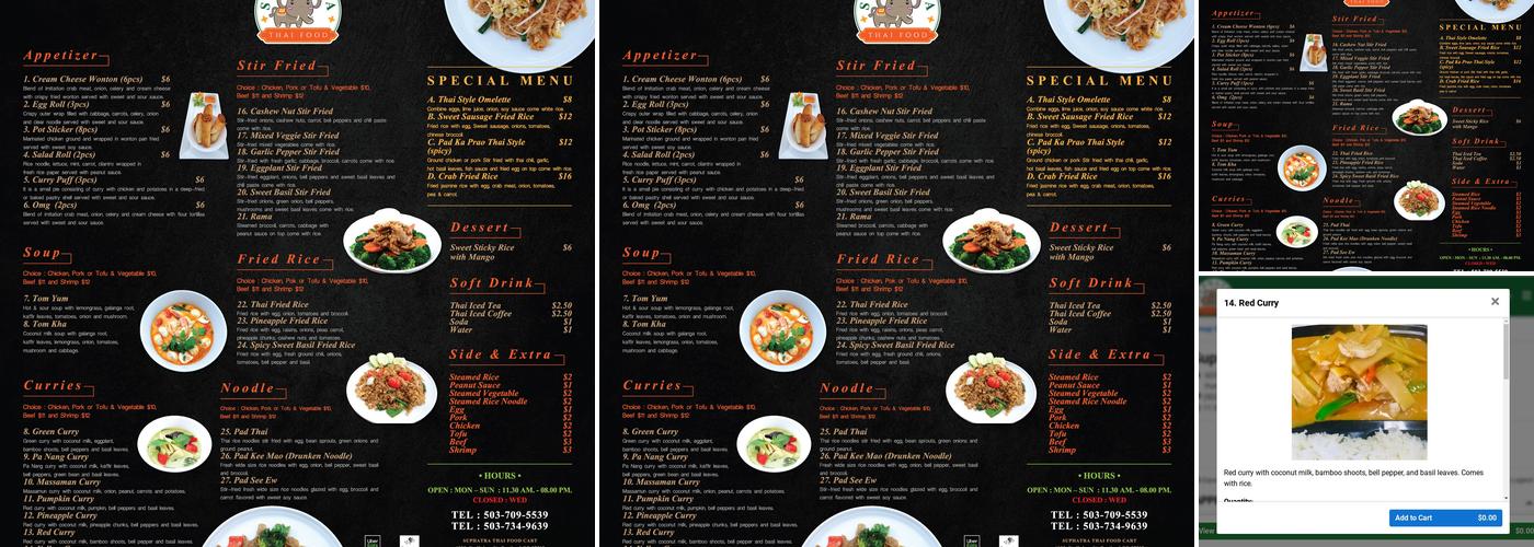 Suphatra Thai Menu