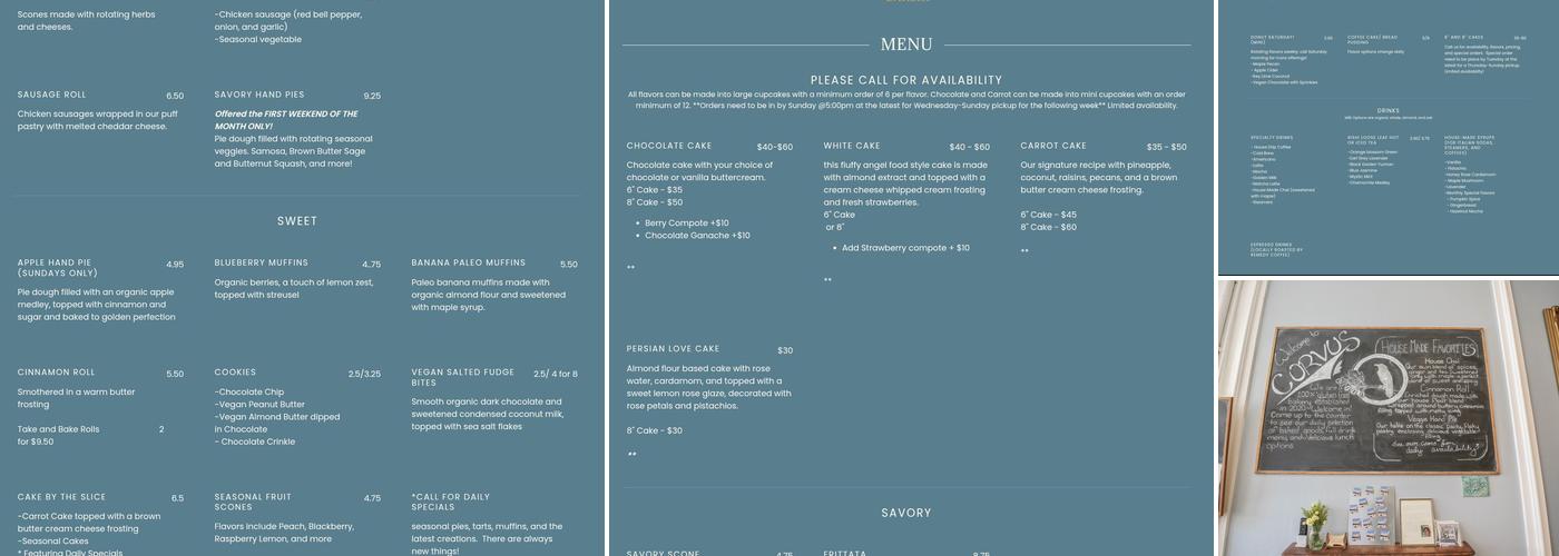 Corvus Bakery Menu