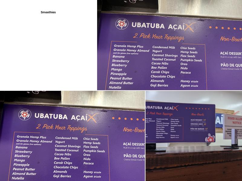 Ubatuba Açaí - Sherman Oaks Menu