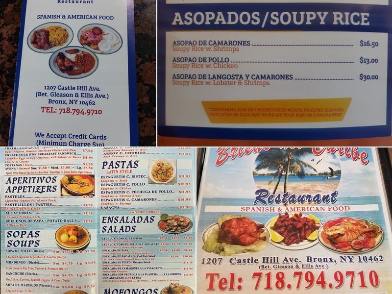 Brisas del Caribe Menu
