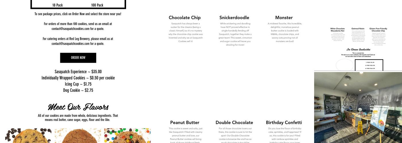 Sasquatch Cookies Menu
