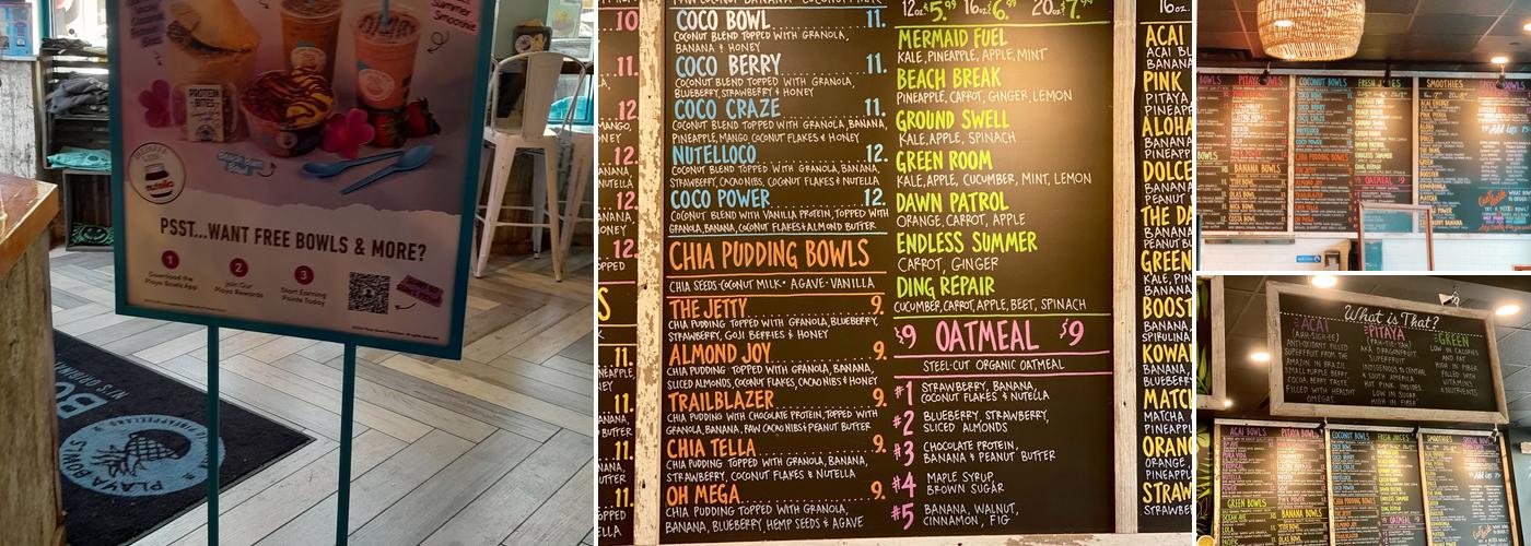 Playa Bowls Menu