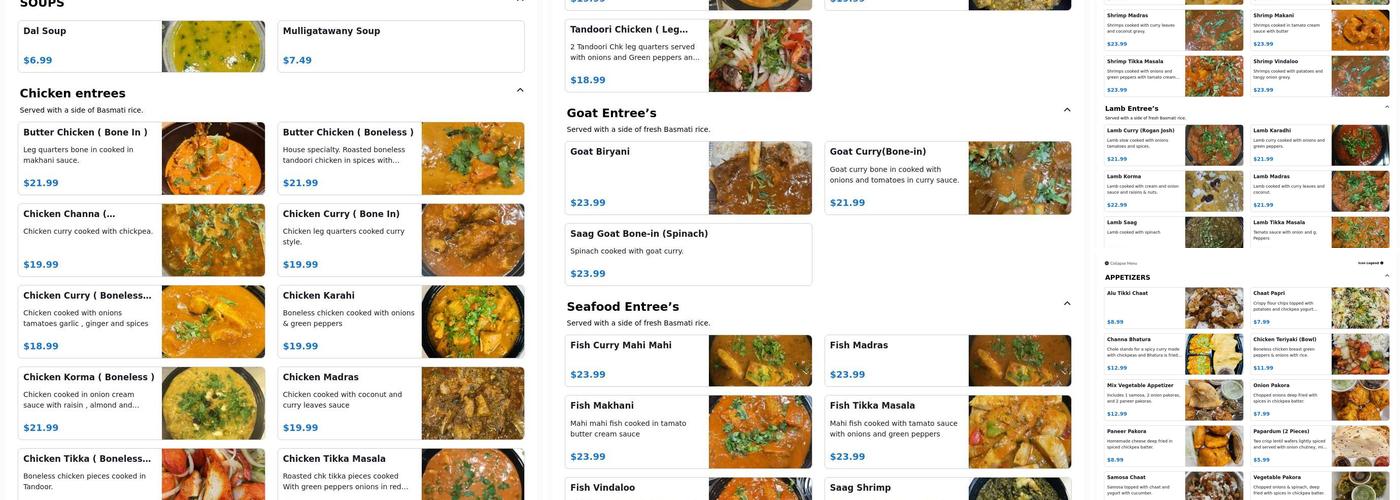 Taj Express Menu