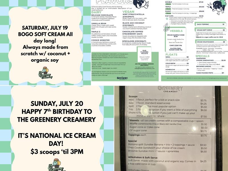 The Greenery Creamery Sanford Menu