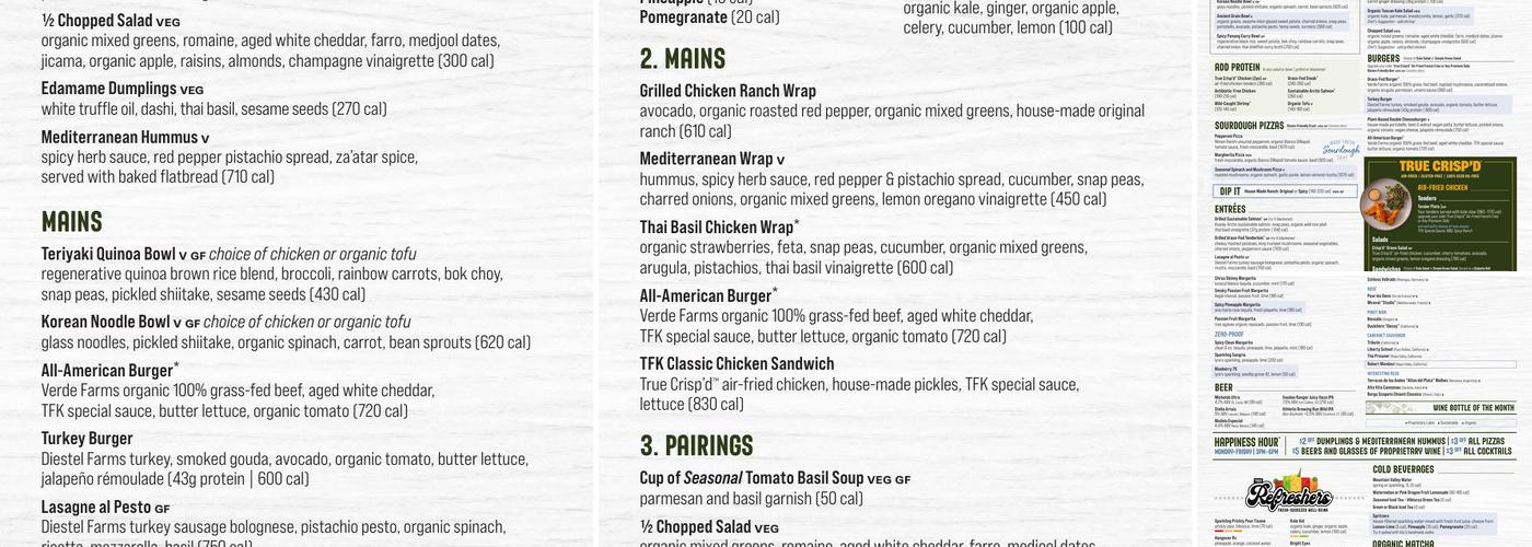True Food Kitchen Menu
