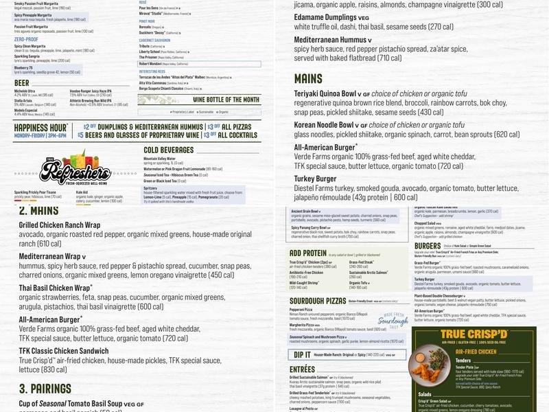 True Food Kitchen Menu