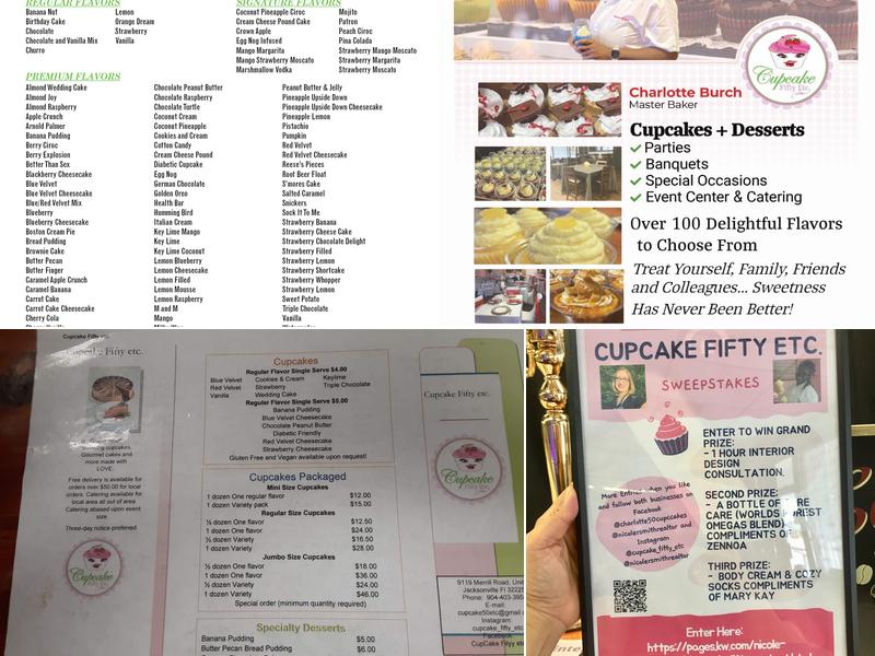 Cupcake Fifty Etc Menu