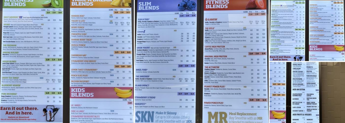 Smoothie King Menu