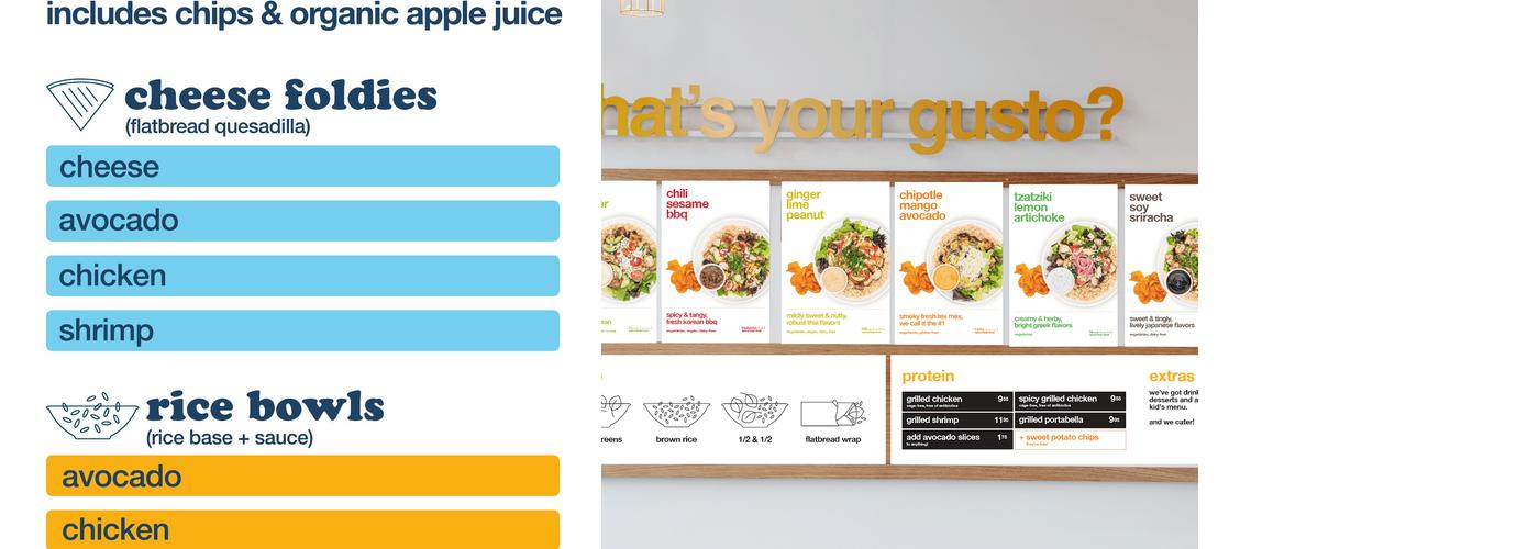 gusto! - healthy bowls & wraps Menu
