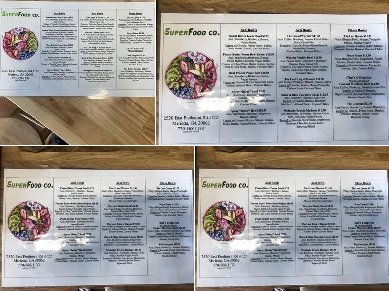 The Superfood Co. Menu