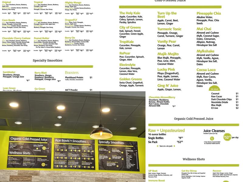 Boise Juice Company Eagle Menu