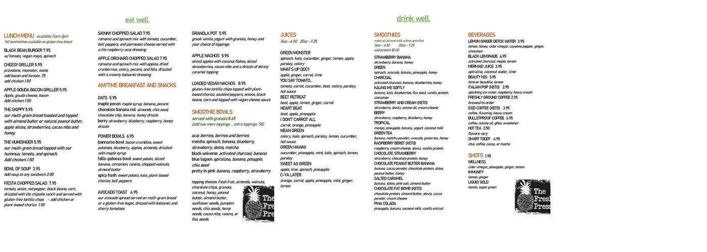 Elm City Roastery Menu