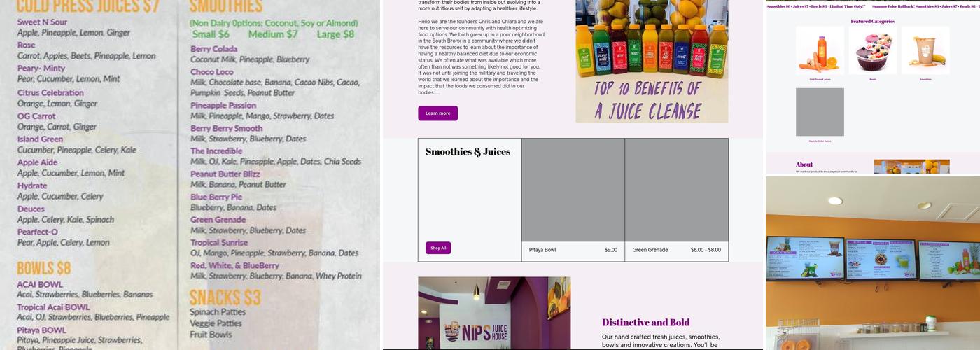 Nips Juice House Menu