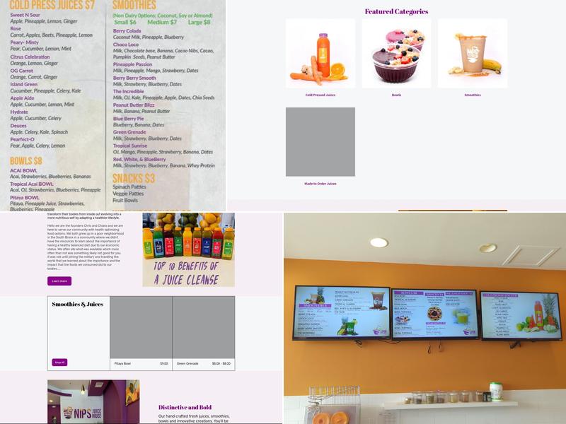 Nips Juice House Menu