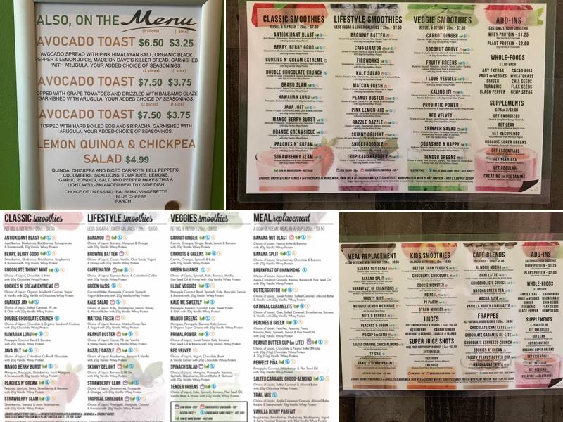 Fuel Nutritional Smoothie Cafe’ Menu