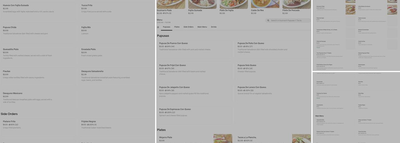 Guzman's Pupusas Y Tacos Menu