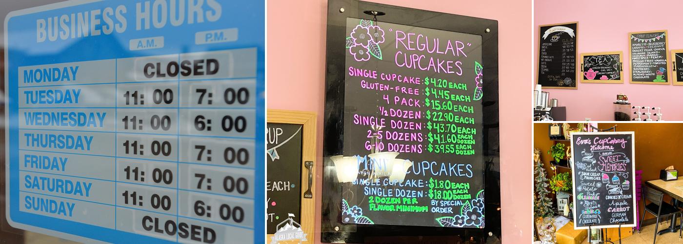 Eva's CupCakery Menu