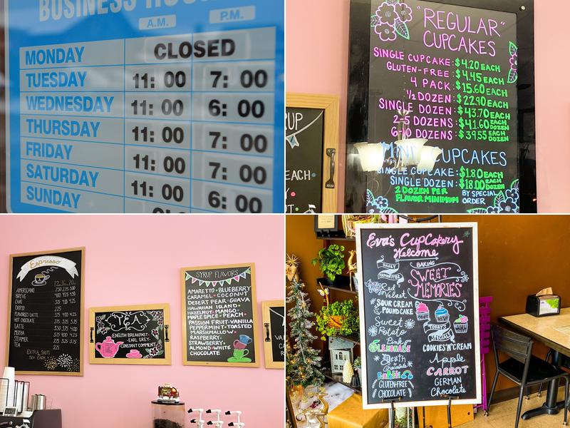 Eva's CupCakery Menu