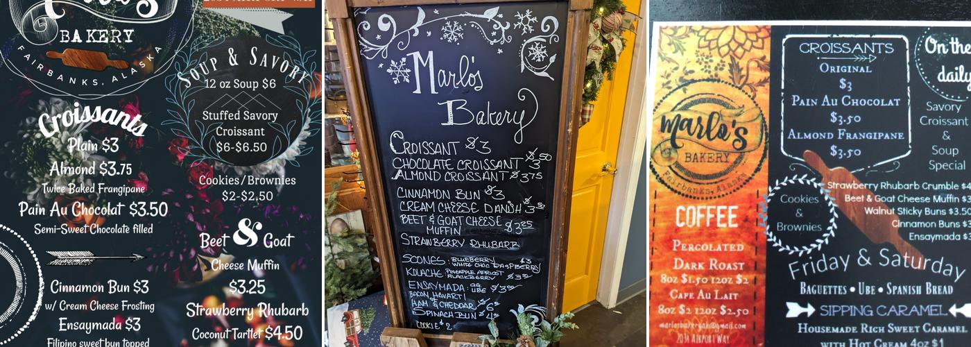 Marlos Bakery Menu