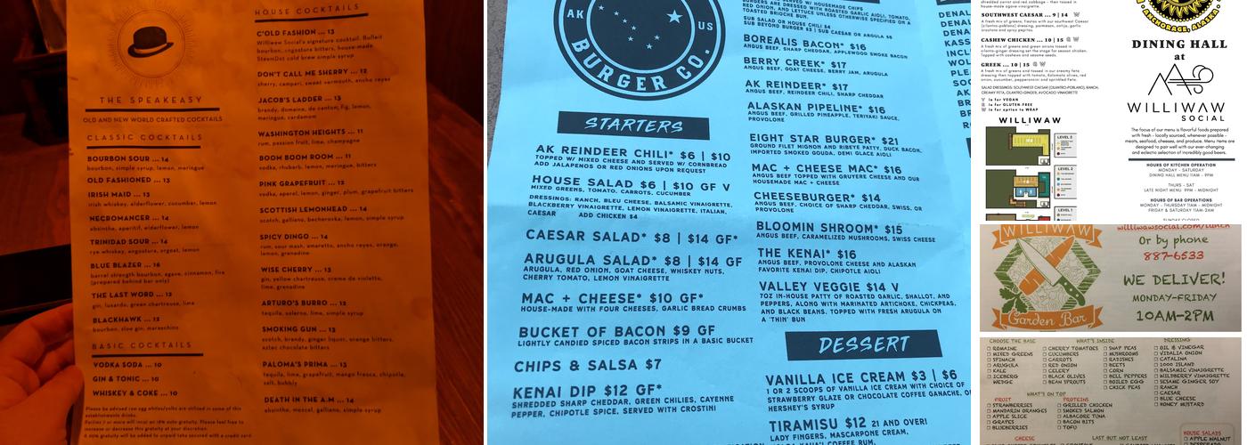 Williwaw Social Menu