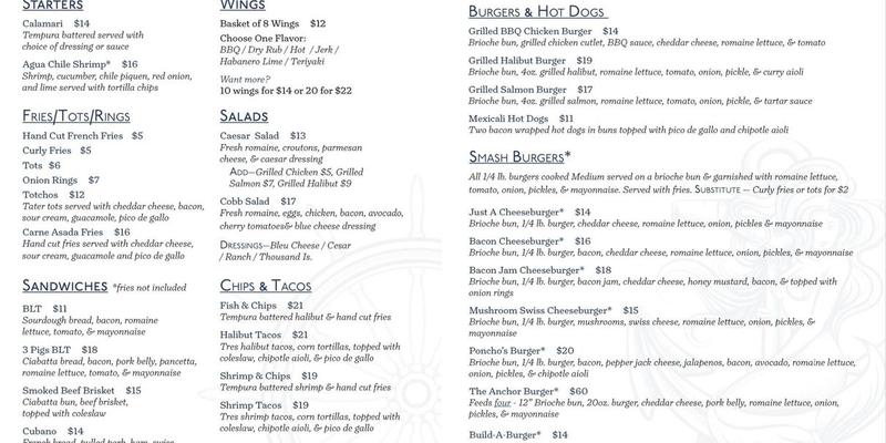 Squirez Bar Menu