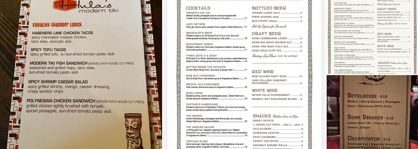 The Captain's Cabin Menu
