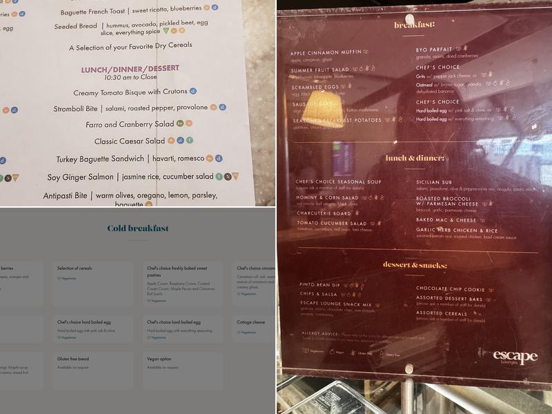 Escape Lounges - The Centurion® Studio Partner OAK Menu