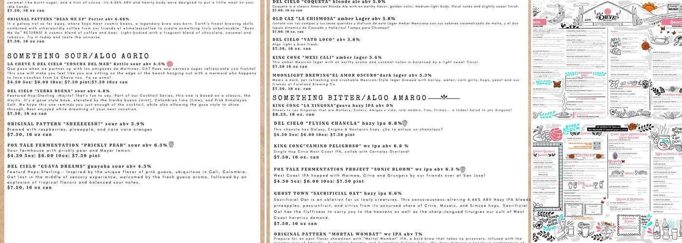 La Cheve Bakery and Brews Menu