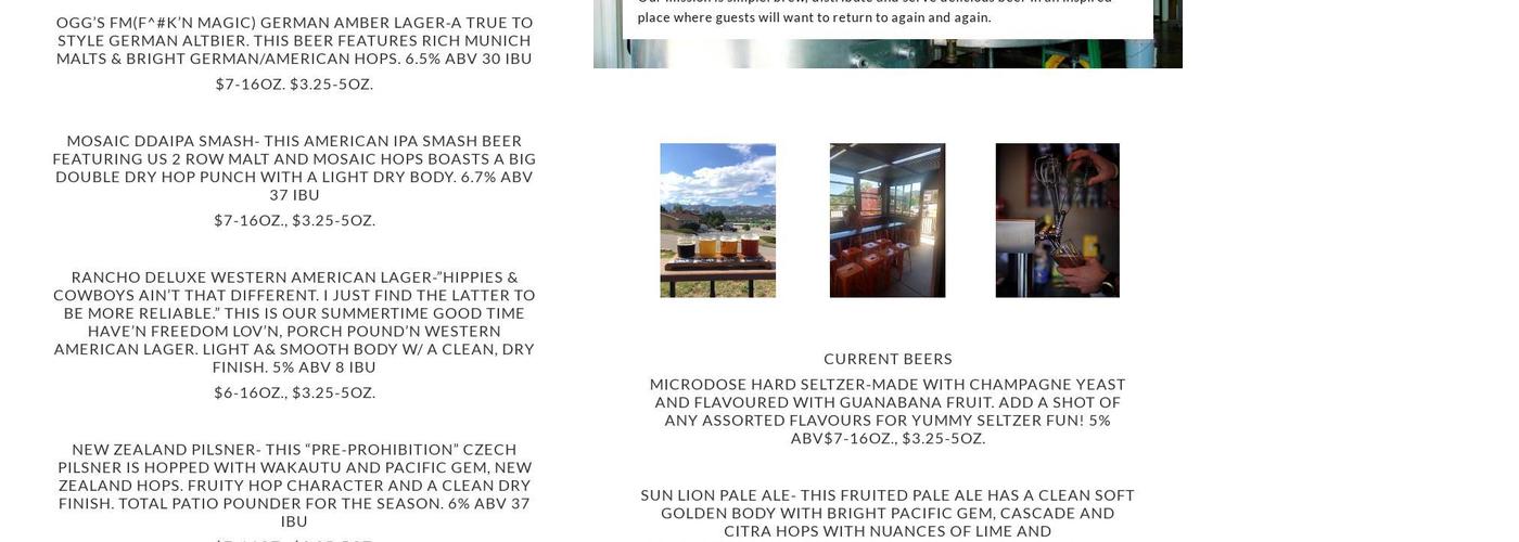Lumpy Ridge Brewing Co. Menu
