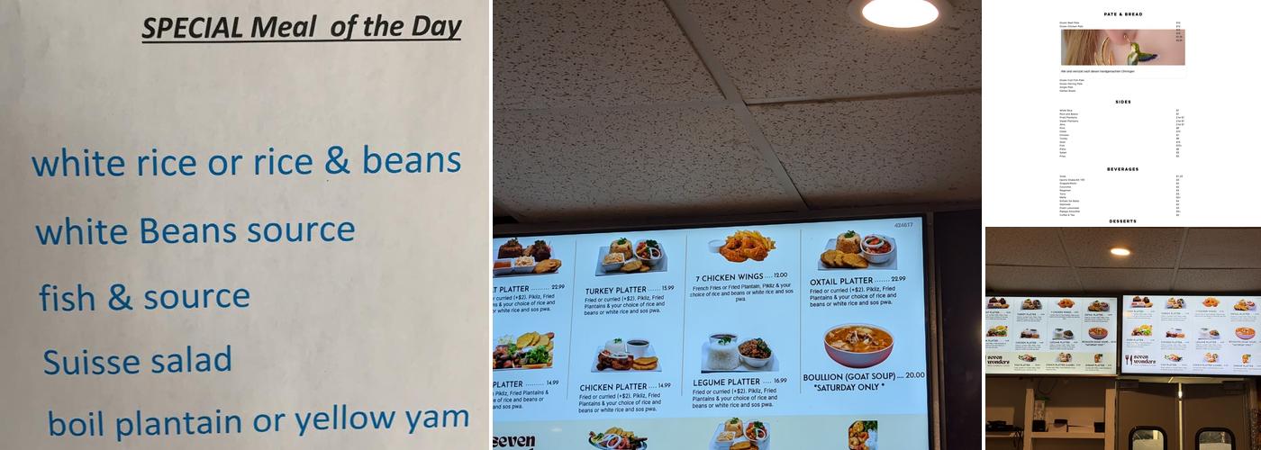 Seven Wonders Bakery Menu