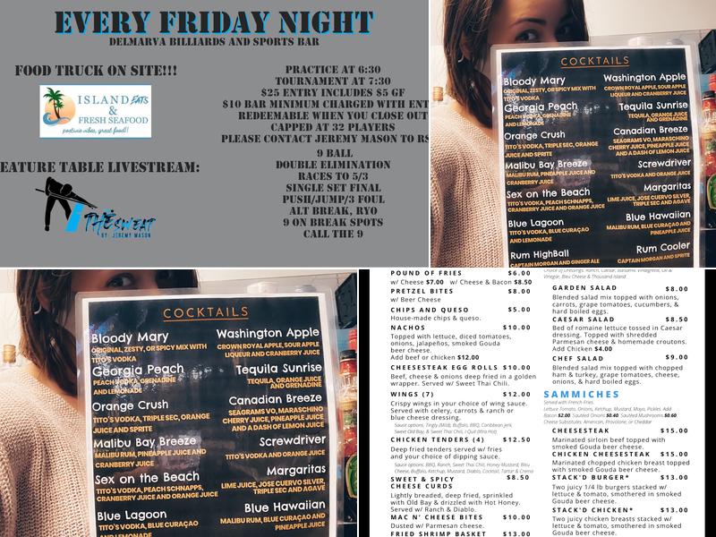 Delmarva Billiards and Sports Bar Menu