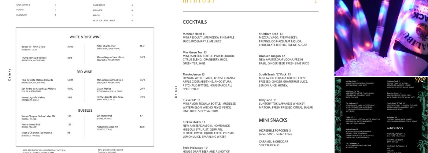 Minibar Menu
