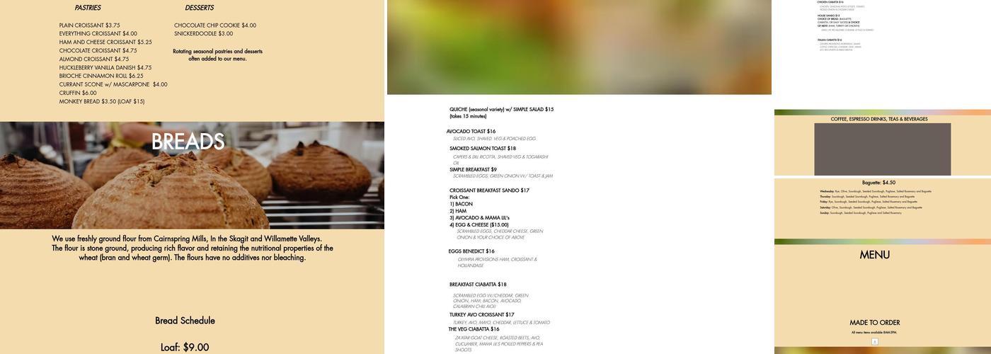 Bluebird Bakery Menu