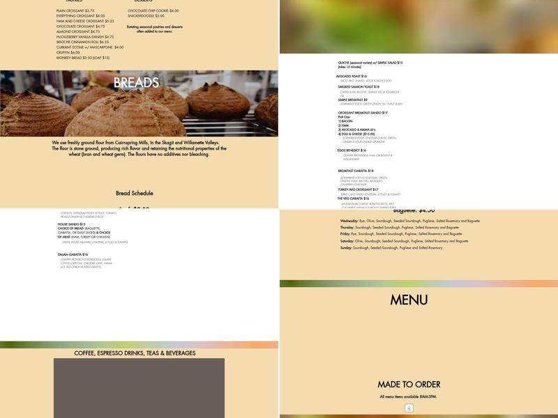 Bluebird Bakery Menu