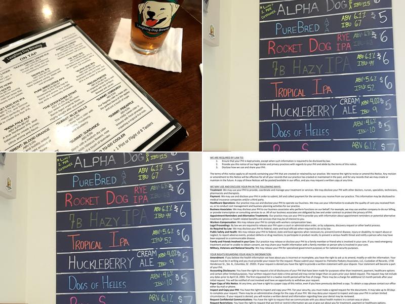 Laughing Dog Brewing Menu