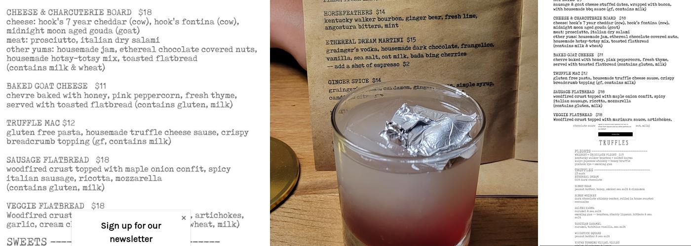 Emerson & Oliver Menu