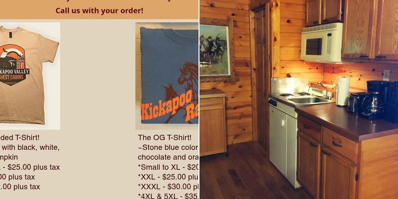 Kickapoo Valley Guest Cabins Menu