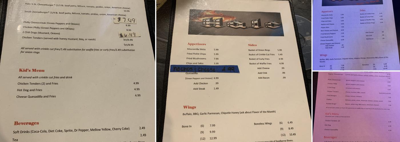 Halo Bar & Grill Menu