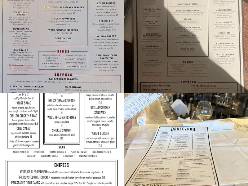 Boulevard American Bistro Menu