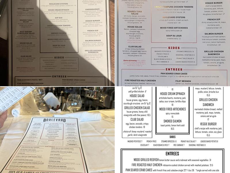 Boulevard American Bistro Menu