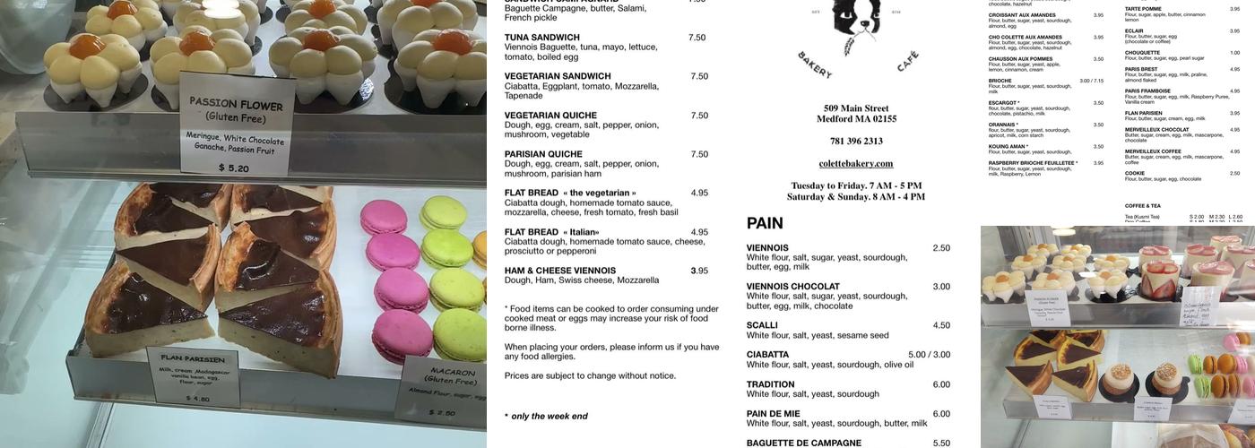 Colette Bakery Menu